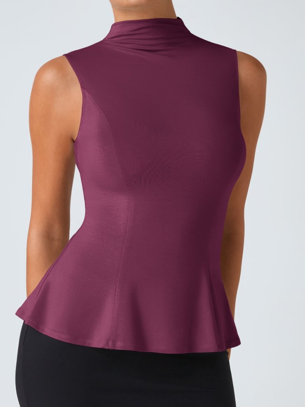 NEW Halara Funnel Neck Peplum Work Tank Top SIZE Medium Red Violet